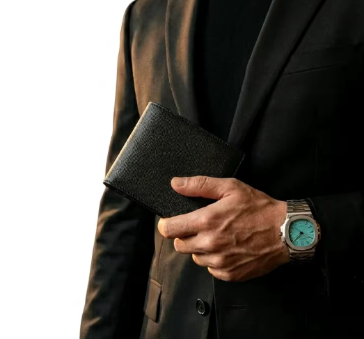 Portefeuille en cuir Saffiano noir
