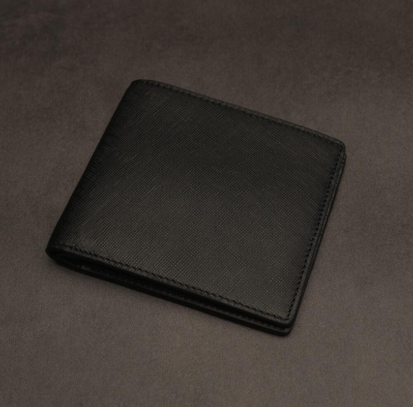 Portefeuille en cuir Saffiano noir