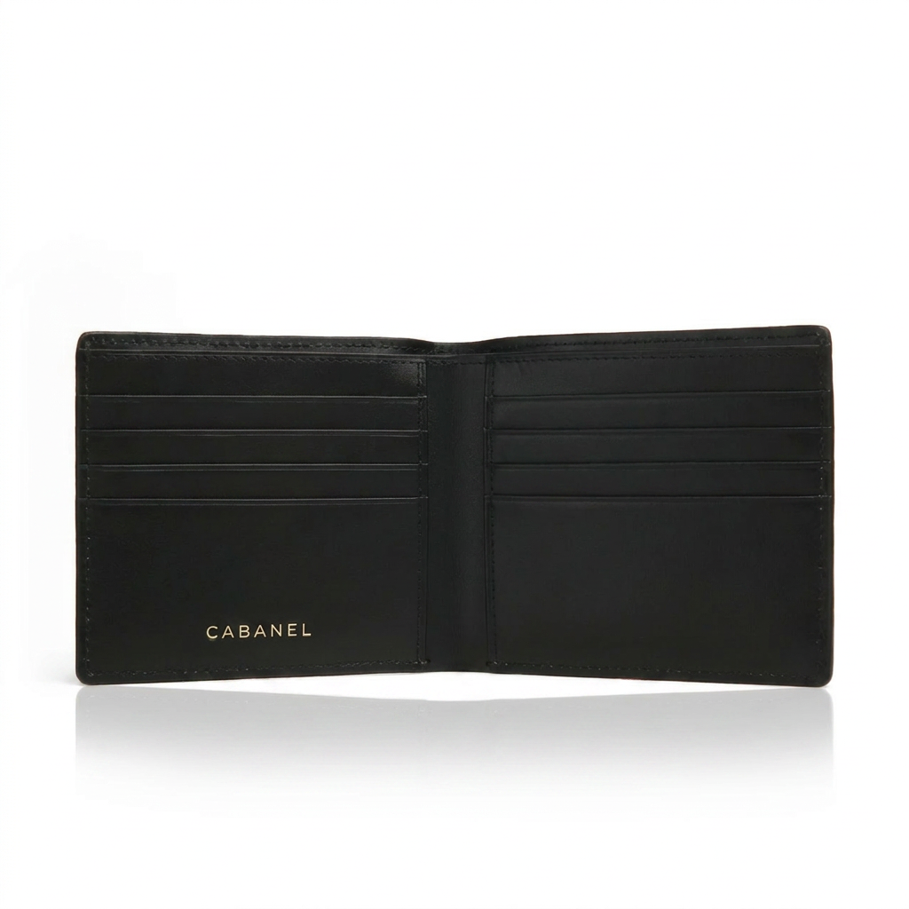 Portefeuille en cuir Saffiano noir