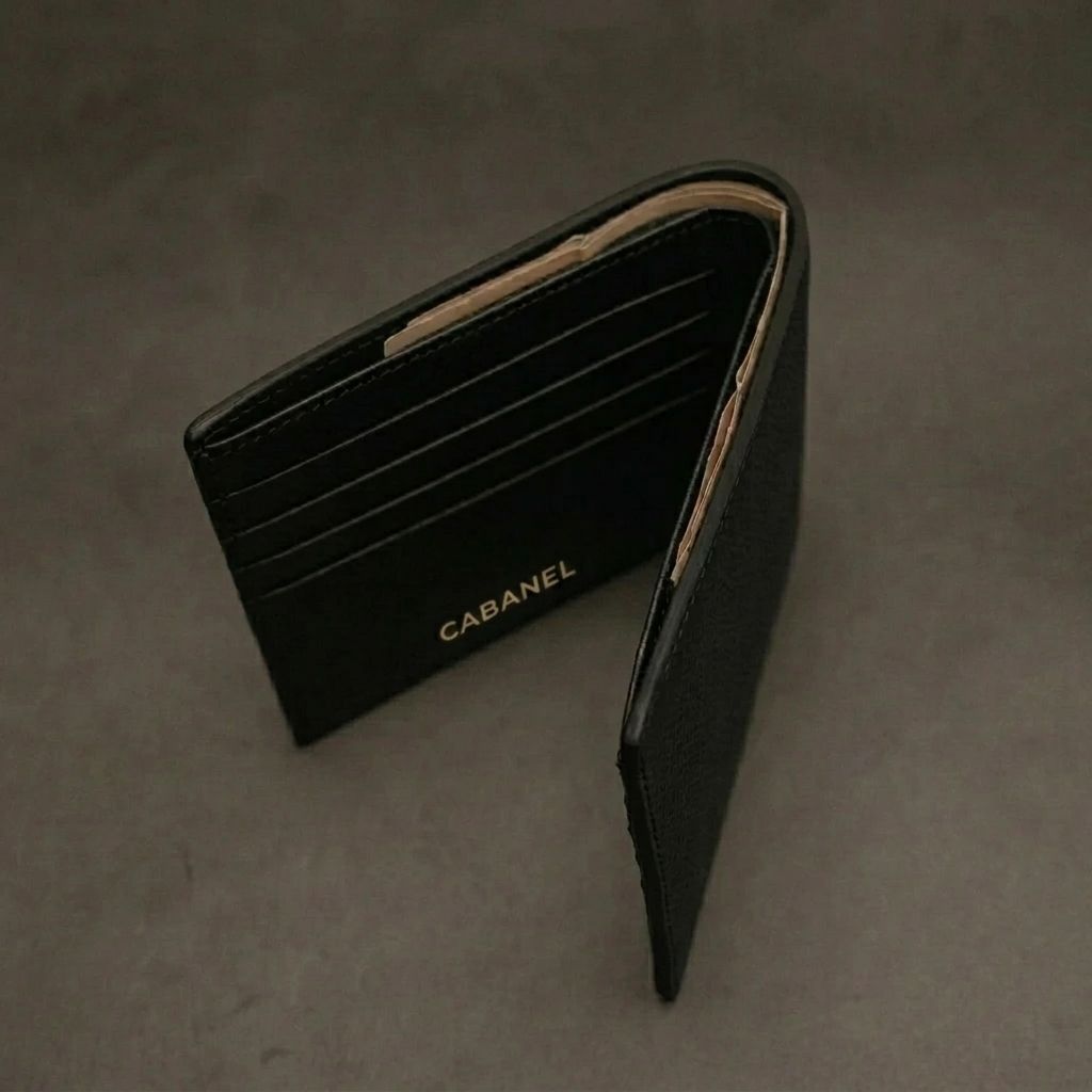 Portefeuille en cuir Saffiano noir