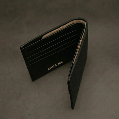 Portefeuille en cuir Saffiano noir