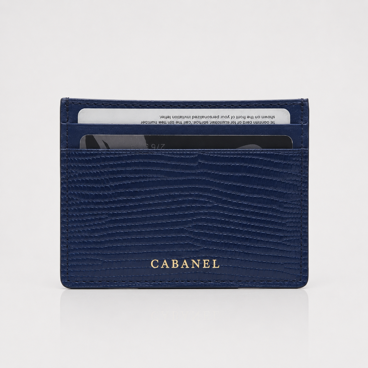 Porte-cartes en cuir embossé lézard