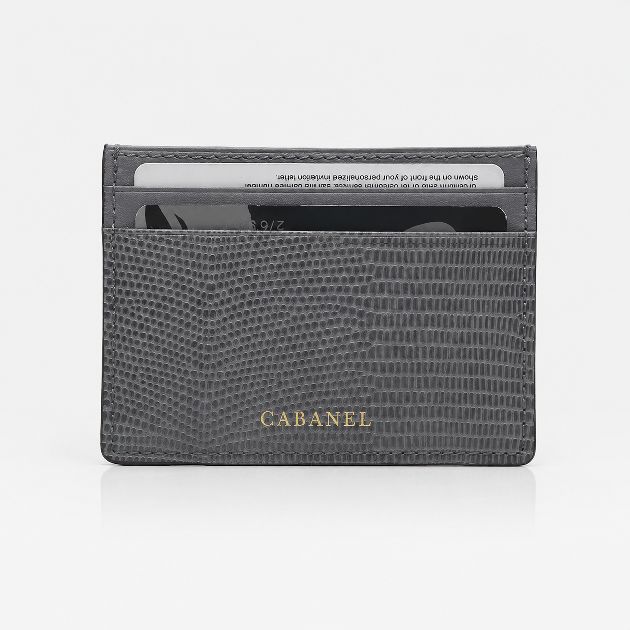 Porte-cartes en cuir embossé lézard