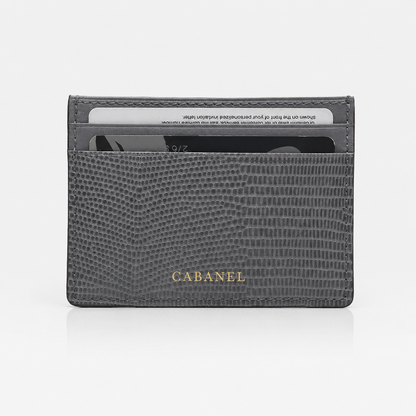 Porte-cartes en cuir embossé lézard