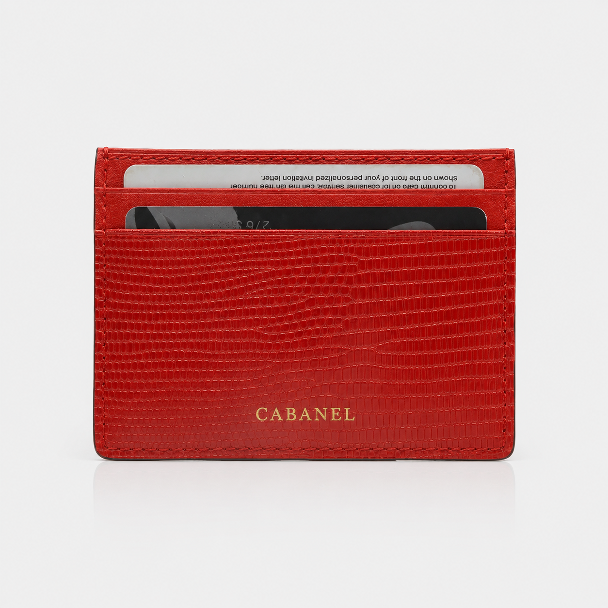 Porte-cartes en cuir embossé lézard