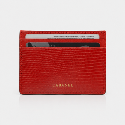 Porte-cartes en cuir embossé lézard