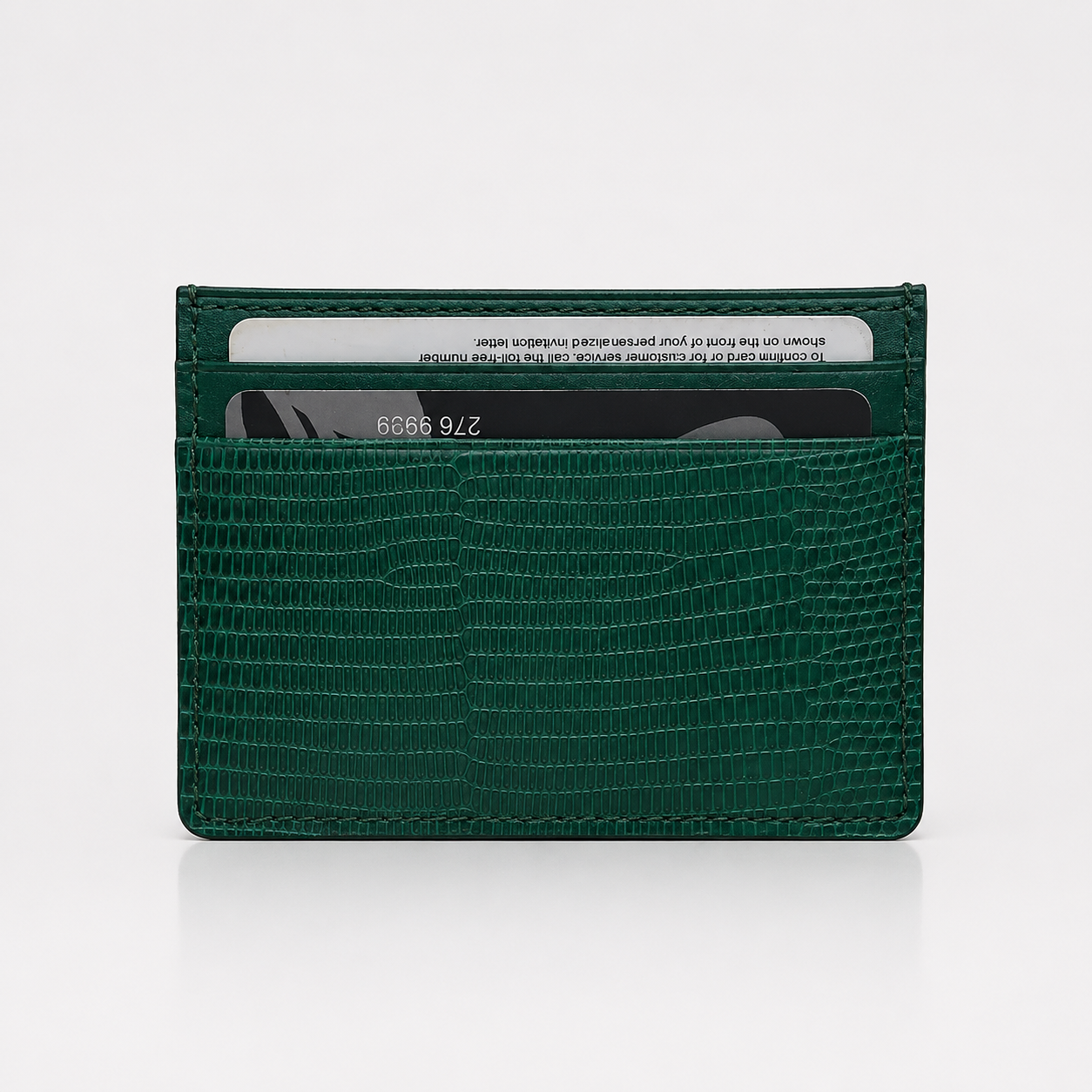 Porte-cartes en cuir embossé lézard