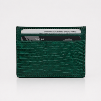Porte-cartes en cuir embossé lézard