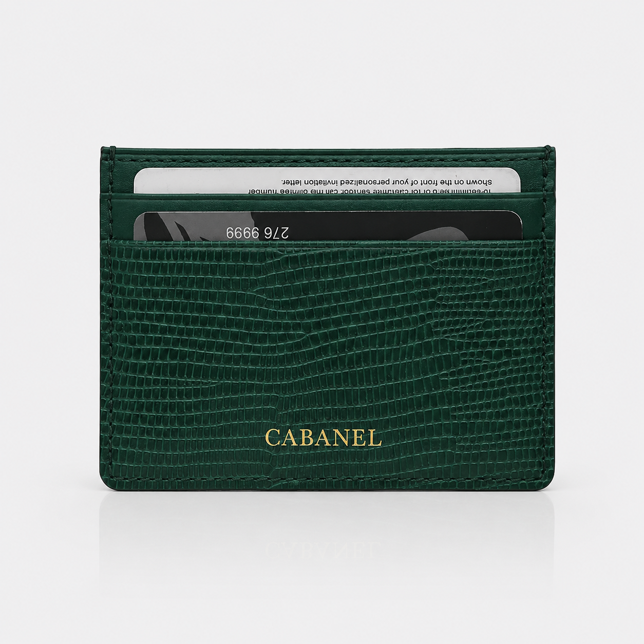 Porte-cartes en cuir embossé lézard