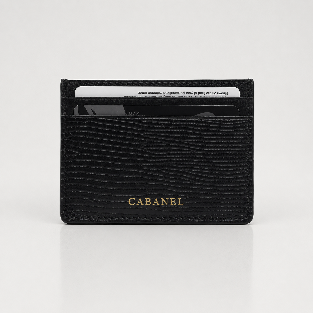 Porte-cartes en cuir embossé lézard
