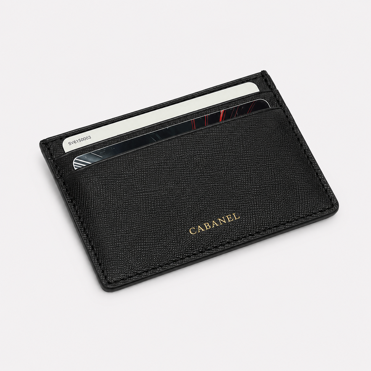 Porte-cartes en cuir Saffiano noir