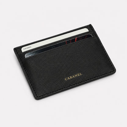 Porte-cartes en cuir Saffiano noir