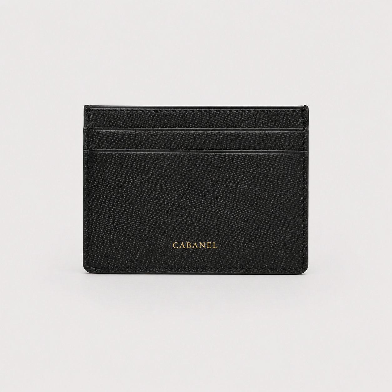 Porte-cartes en cuir Saffiano noir