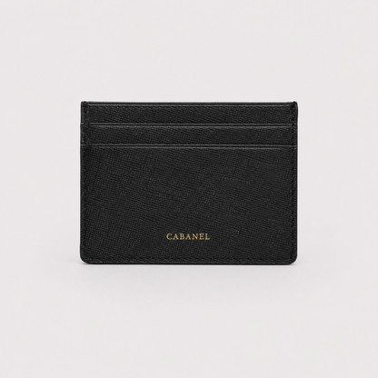 Porte-cartes en cuir Saffiano noir