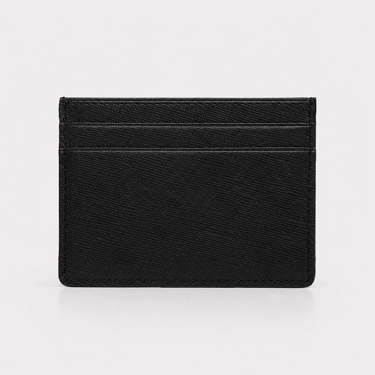 Porte-cartes en cuir Saffiano noir