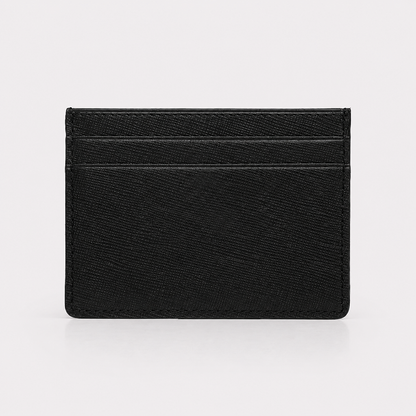 Porte-cartes en cuir Saffiano noir
