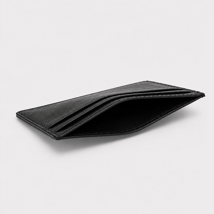 Porte-cartes en cuir Saffiano noir