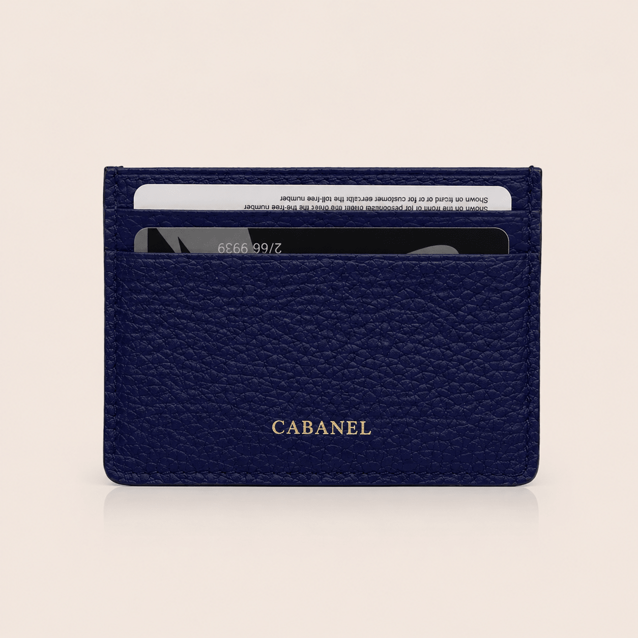 Porte-cartes CABANEL en cuir grainé naturel - CABANEL