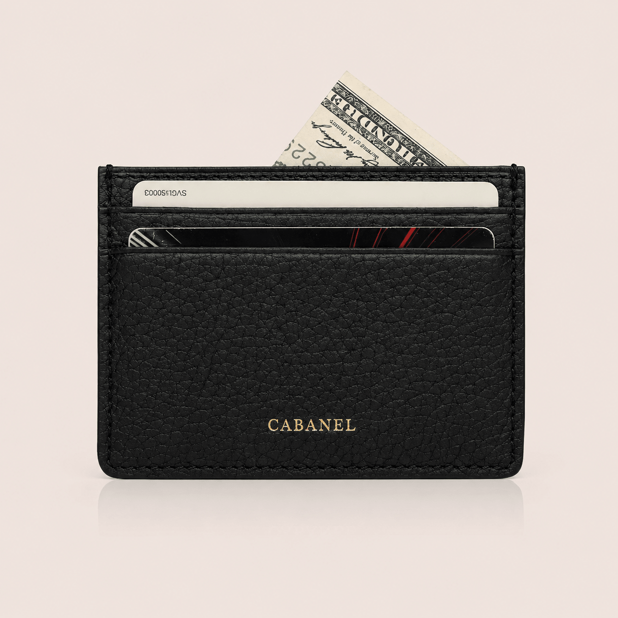 Porte-cartes CABANEL en cuir grainé naturel - CABANEL