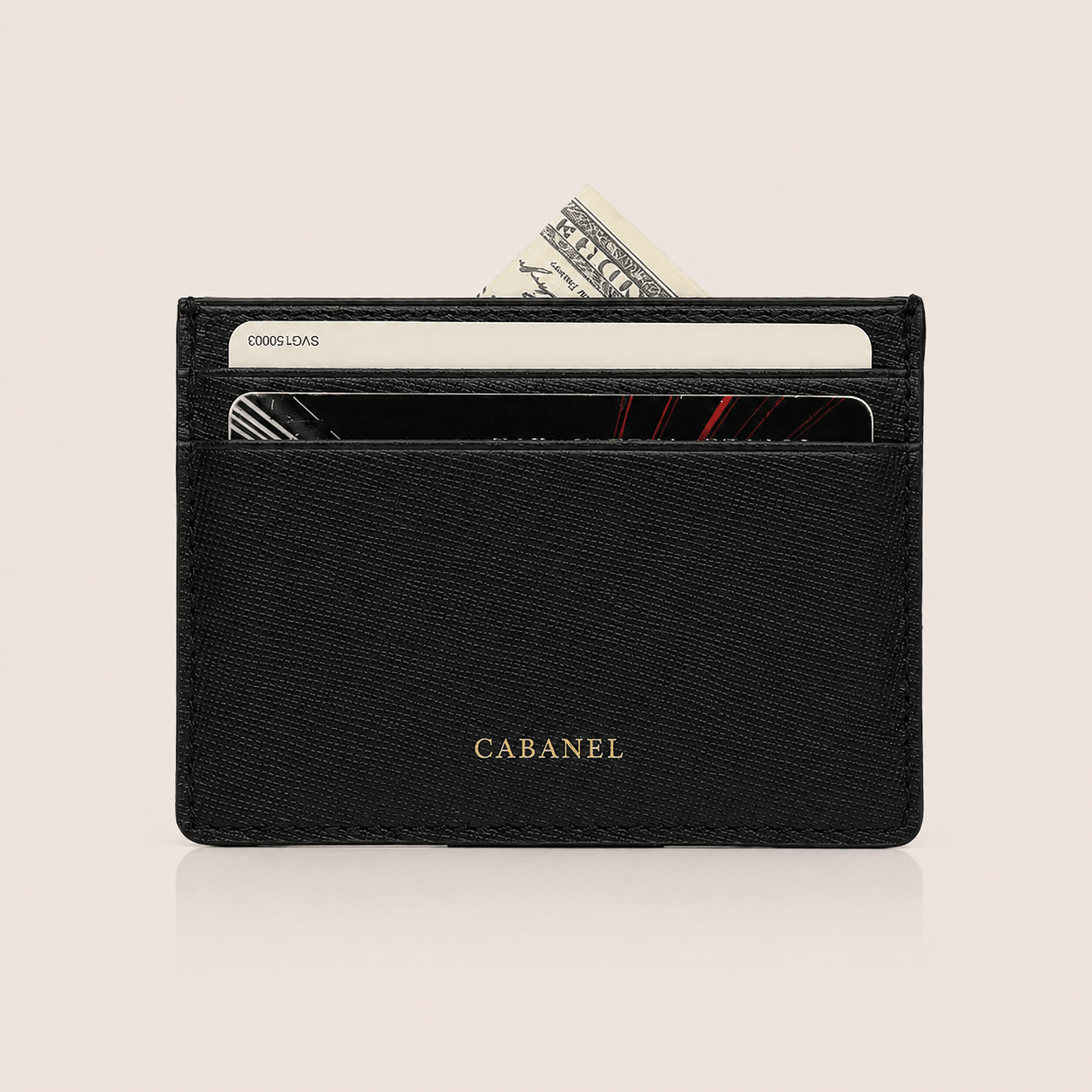 Porte-cartes CABANEL Nero en cuir Saffiano noir