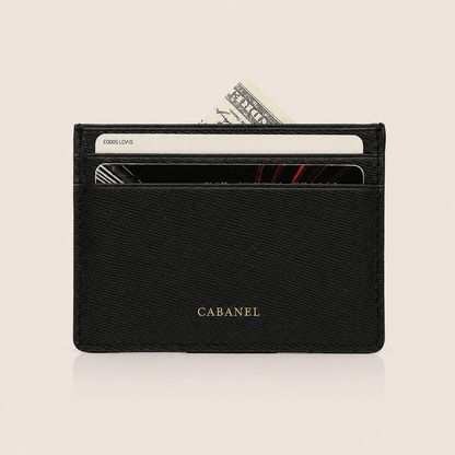 Porte-cartes CABANEL Nero en cuir Saffiano noir