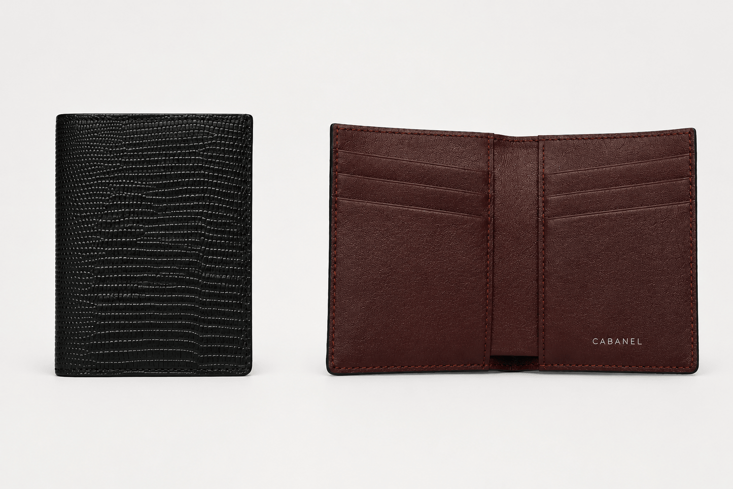 Portefeuille CABANEL anti-RFID en cuir motif lézard - CABANEL