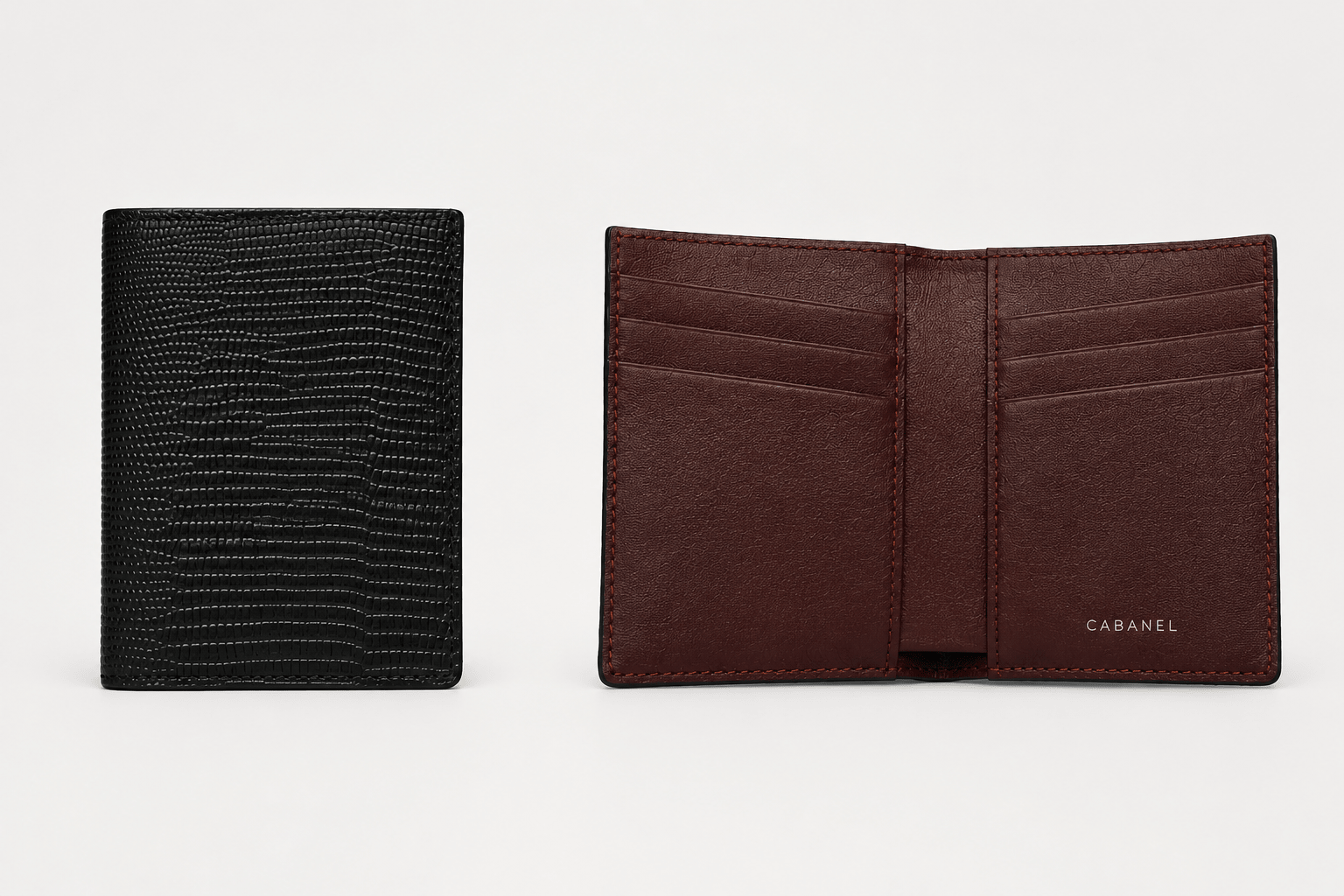 Portefeuille CABANEL anti-RFID en cuir motif lézard - CABANEL